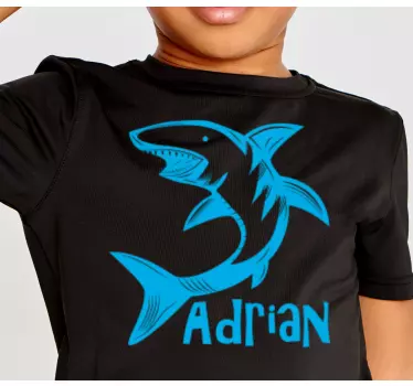 Kinderen t-shirt haai met naam - TenStickers