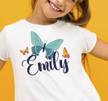 Kinderen t-shirt kleurrijke vlinder naam - TenStickers