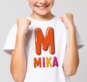 Kinderen t-shirt met vet beginletter naam - TenStickers