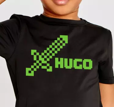 Kinderen t-shirt pixelated zwaard naam - TenStickers