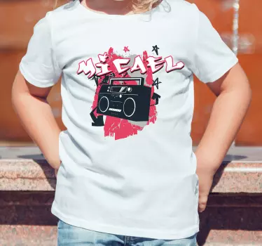 Kinderen t-shirt retro boombox sfeer - TenStickers
