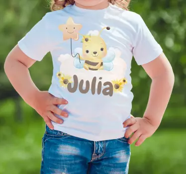 Kinderen t-shirt schattige bij en ster - TenStickers