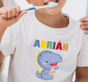 Kinderen t-shirt schattige dinosaurus met ijsje - TenStickers