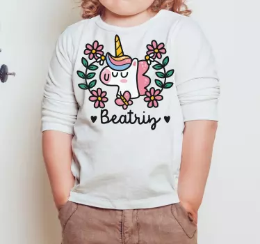 Kinderen t-shirt schattige eenhoorn bloemen - TenStickers