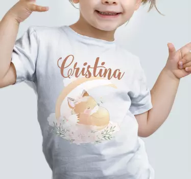 Kinderen t-shirt slapende vos met naam - TenStickers