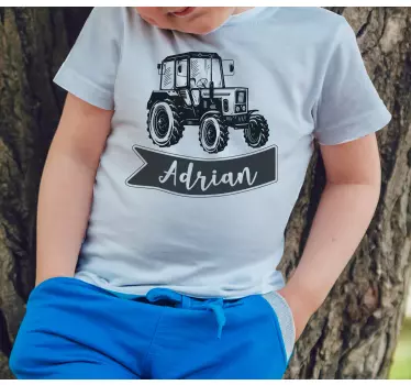 Kinderen t-shirt tractor gepersonaliseerde naam - TenStickers