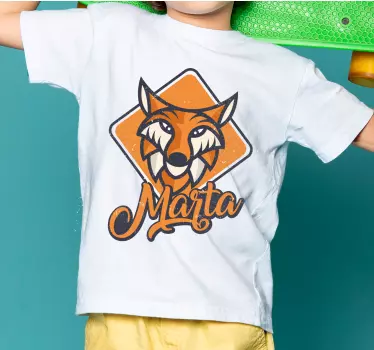 Kinderen t-shirt vos met naam - TenStickers