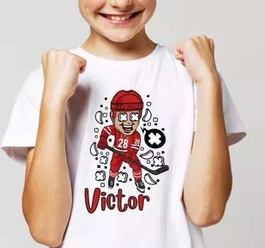 Kinderen t-shirt winnen hockey viering - TenStickers