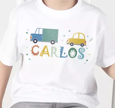 Aangepaste kleurrijke voertuigen kinderen t-shirt - TenStickers
