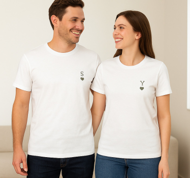 Koppels t-shirts minimalistische initialen - TenStickers