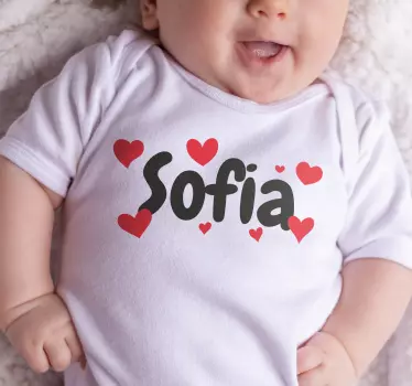 Naam met harten T-shirt met naam - TenStickers