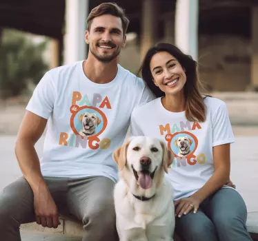Papa mama couple t shirts met huisdier naam - TenStickers