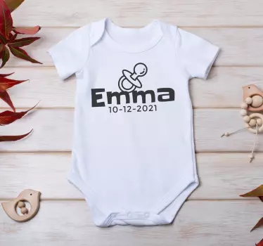 Romper baby met speen naam en datum - TenStickers