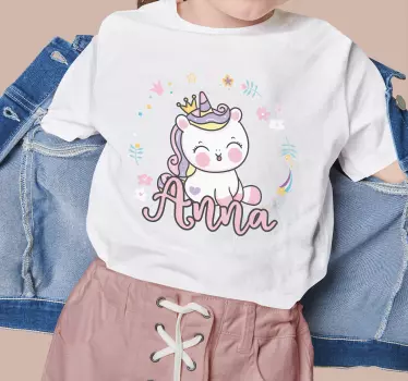 Scandinavische eenhoorn met naam baby t-shirt - TenStickers