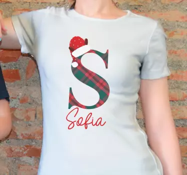 Kerst t shirt Beginletter kerst met naam - TenStickers