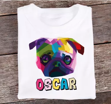 T-shirt kleurrijk pug portret - TenStickers