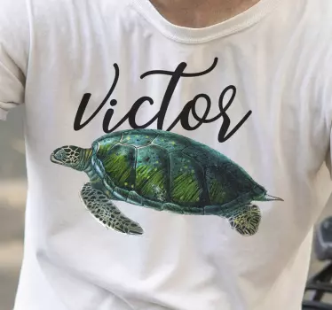 T-shirt met naam aanpasbaar schildpaddendesign - TenStickers