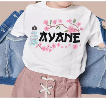 T-shirt met naam cherry blossom kokeshi - TenStickers