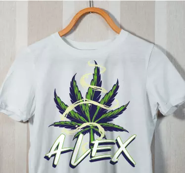 T-shirt met naam gepersonaliseerd blad ontwerp - TenStickers