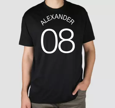 T-shirt met naam gepersonaliseerd met nummer - TenStickers