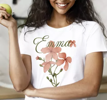 T-shirt met naam gepersonaliseerde bloemenkleding - TenStickers