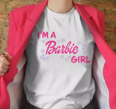 T-shirt met naam ik ben een barbie meisje - TenStickers