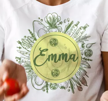 T-shirt met naam persoonlijke culinaire essentie - TenStickers