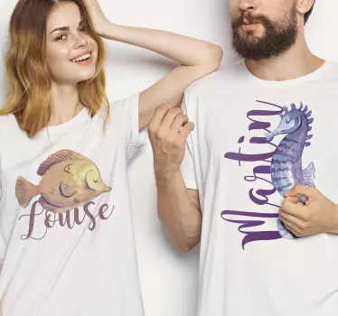 T-shirt met naam schattig vissen thema - TenStickers