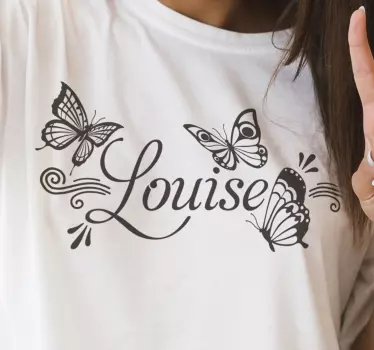 T-shirt met naam vlinders en louise - TenStickers