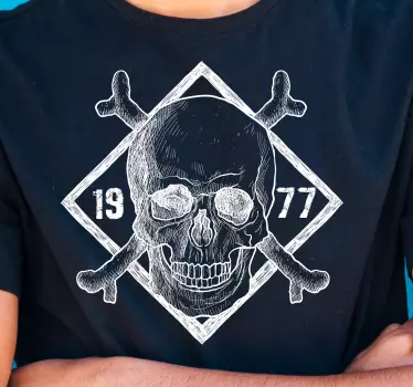 T-shirt met schedel en gekruiste botten - TenStickers