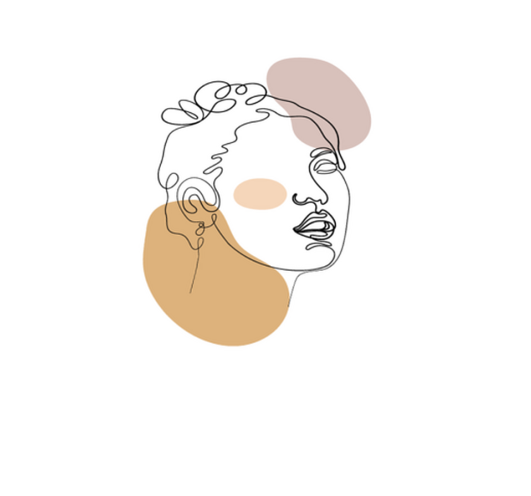 Abstract gezicht en cirkels vinyl tapijt wit - TenStickers