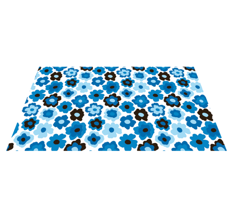Blauwe klaproos vinyl tapijt bloemen en planten - TenStickers