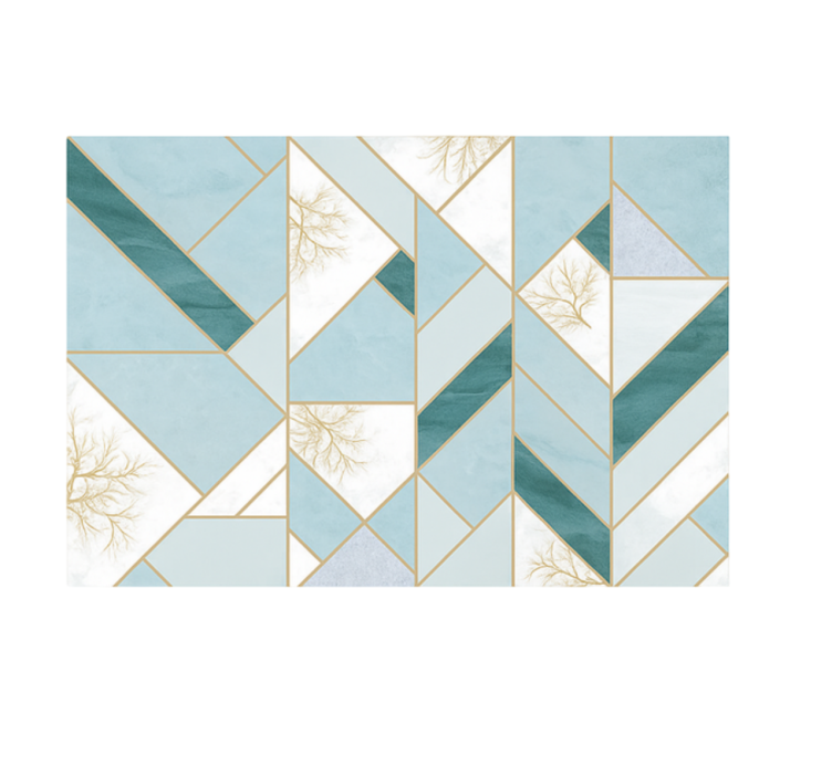 Aqua geometrisch patroon marmeren vinyl tapijt - TenStickers