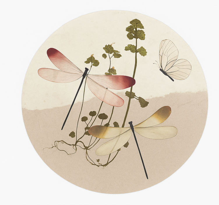 Geperste natuurcollage vinyl tapijt eetkamer - TenStickers