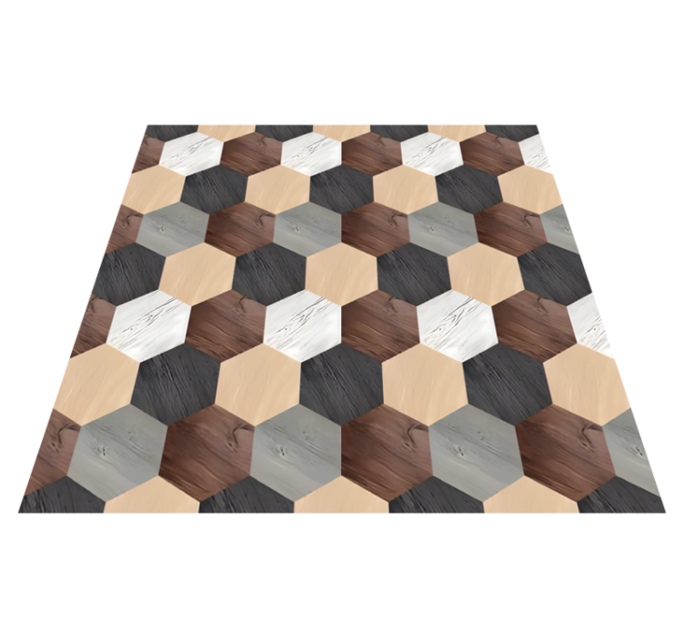 Vinyl vloerkleed keuken gemengde houten hexagons - TenStickers