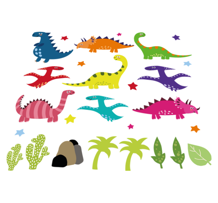 Dieren vinyl tapijt nordic dinosaurus kleurrijke set - TenStickers