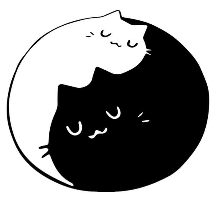 Dieren vinyl tapijt yin yang katten - TenStickers