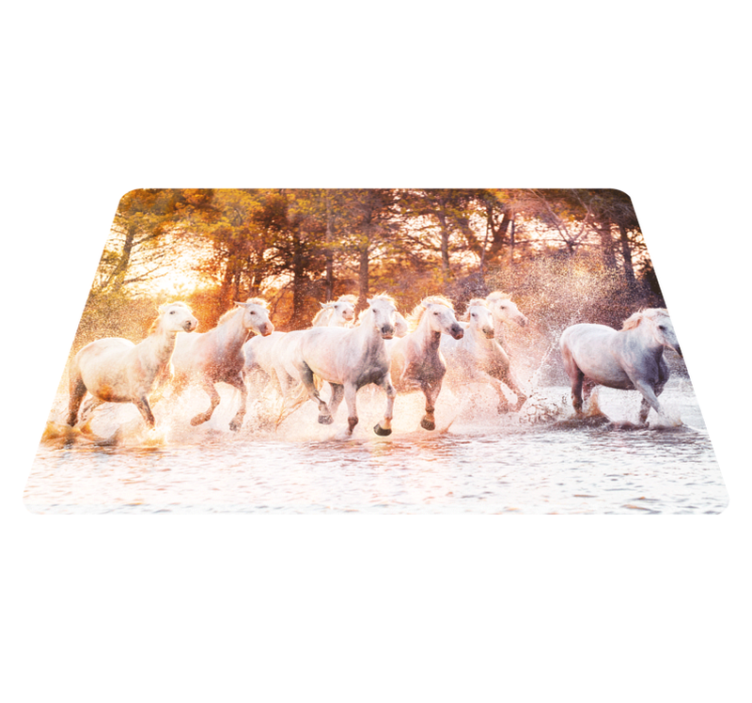 Dieren vinyl tapijt wilde paarden warme zonsondergang - TenStickers