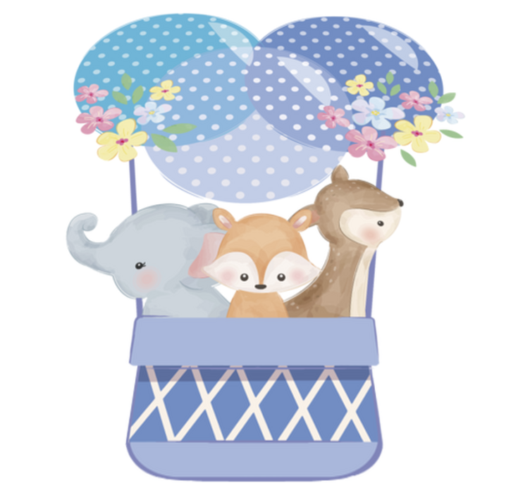 Dieren vinyl tapijt waterverf dieren luchtballon - TenStickers
