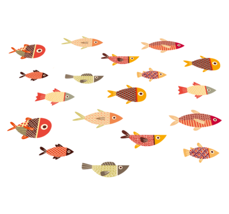 Dieren vinyl tapijt ronde kleurige vissen - TenStickers
