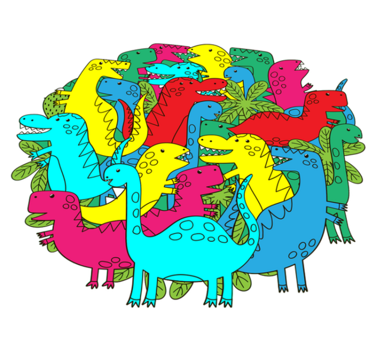 Dieren vinyl tapijt ronde kleurrijke dinosaurus voor kinderen - TenStickers