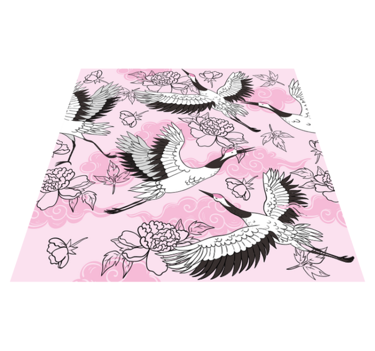 Dieren vinyl tapijt moderne roze patroon met vogels - TenStickers