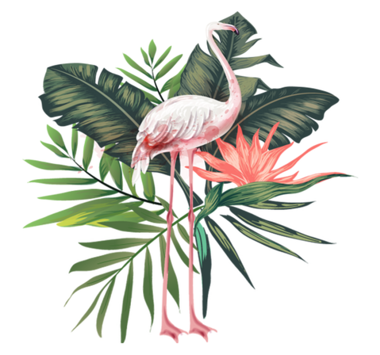 Dieren vinyl tapijt aquarel flamingo en bladeren - TenStickers