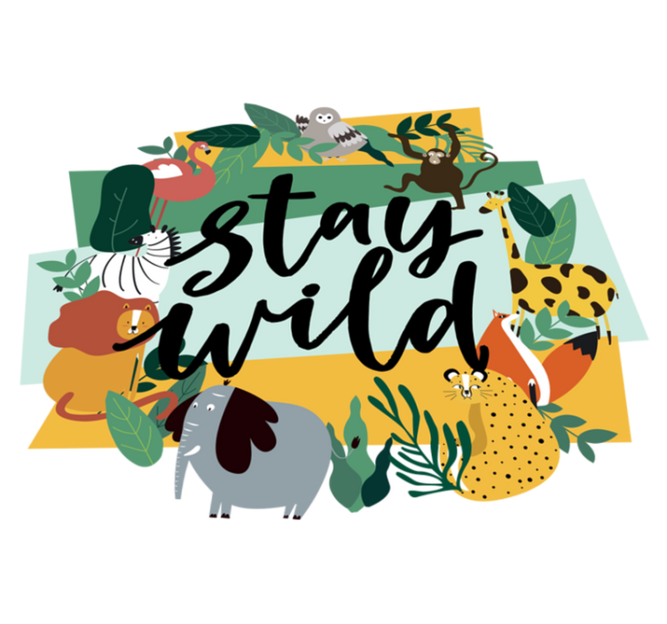 Dieren vinyl tapijt jungle dieren kroon - TenStickers