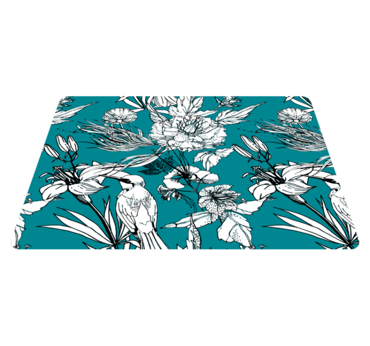 Dieren vinyl tapijt met elegant patroon van witte vogels - TenStickers