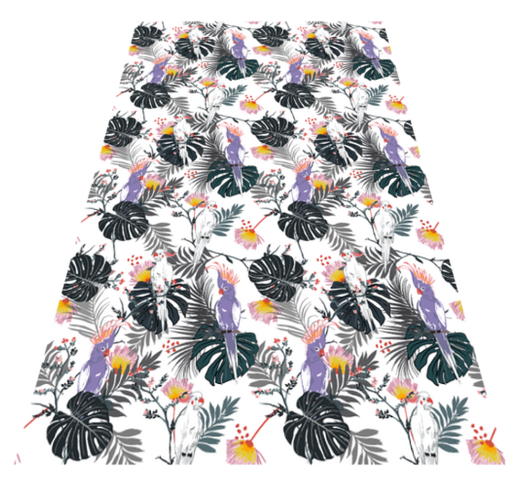 Dieren vinyl tapijt rode en paarse papegaaien - TenStickers