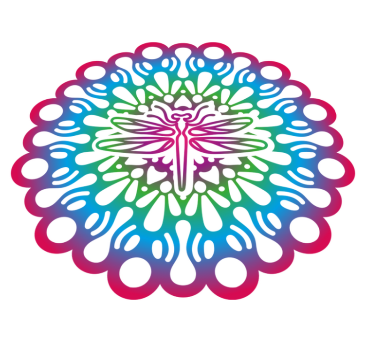 Dieren vinyl tapijt kleurvolle libelle mandala - TenStickers