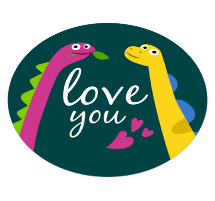 Dieren vinyl tapijt schattige dinosaurus liefde - TenStickers