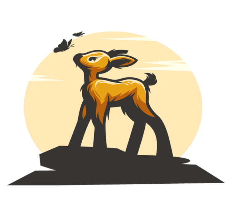 Dieren vinyl tapijt herten en vlinders - TenStickers