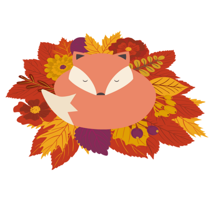 Dieren vinyl tapijt vos met bladeren - TenStickers